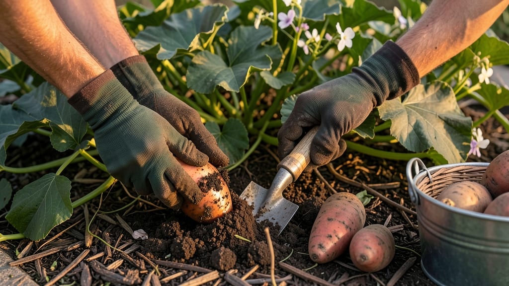 When to Pick Sweet Potatoes From the Garden: Skin Slip Test & Vine Yellowing Triggers